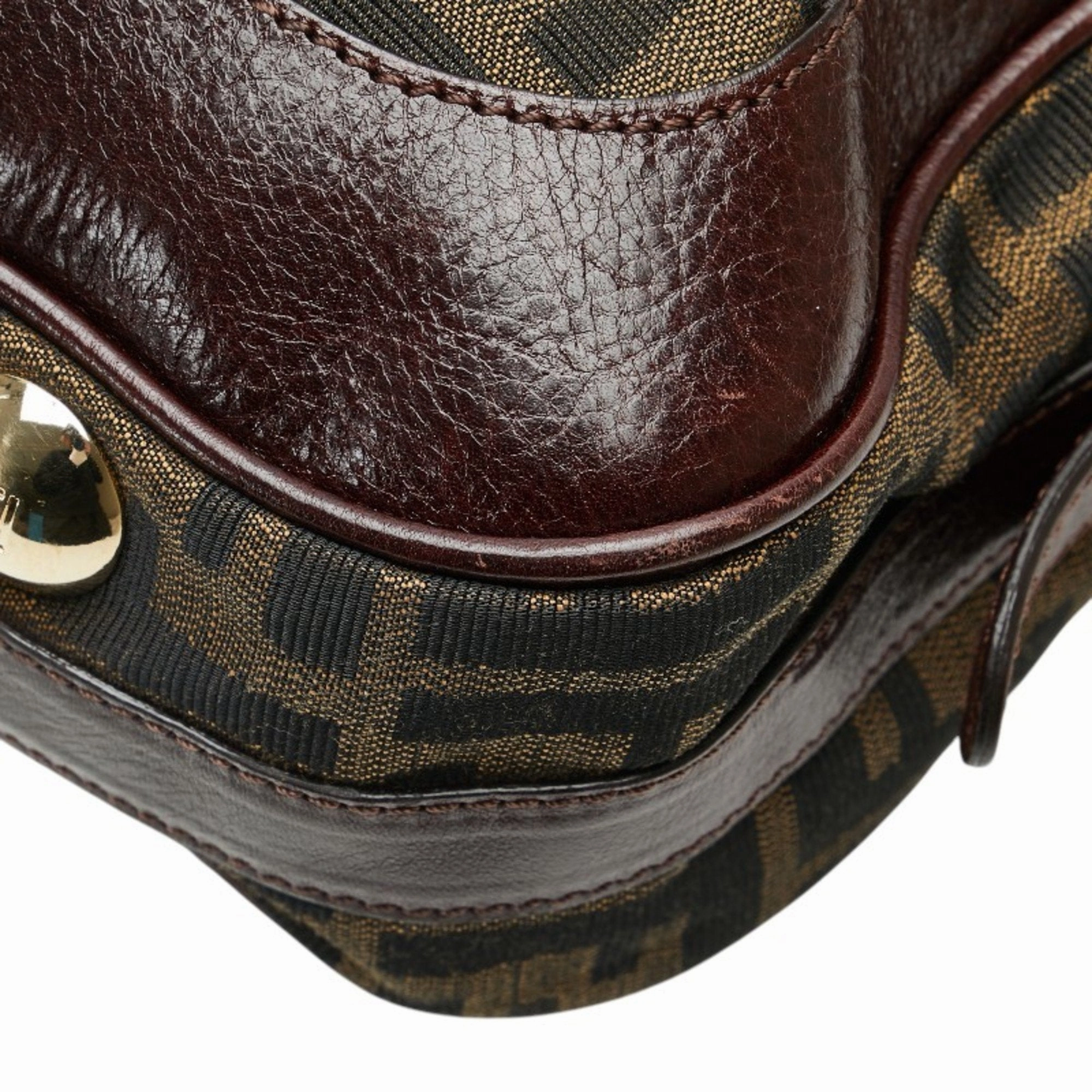 Fendi  Canvas Leather Handbag Shoulder Bag (Pre-Owned)