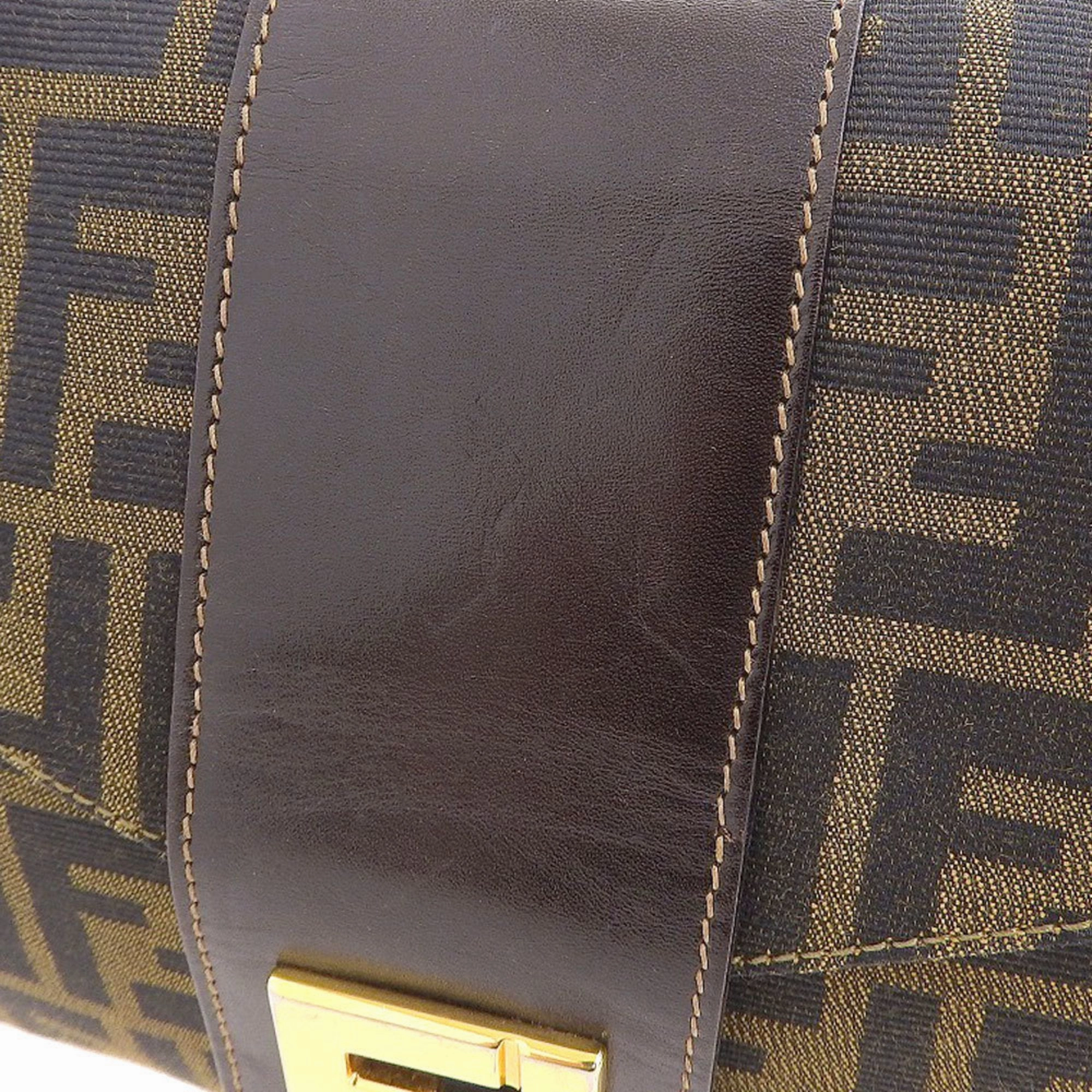 Fendi Canvas Leather Shoulder Bag (Pre-Owned)