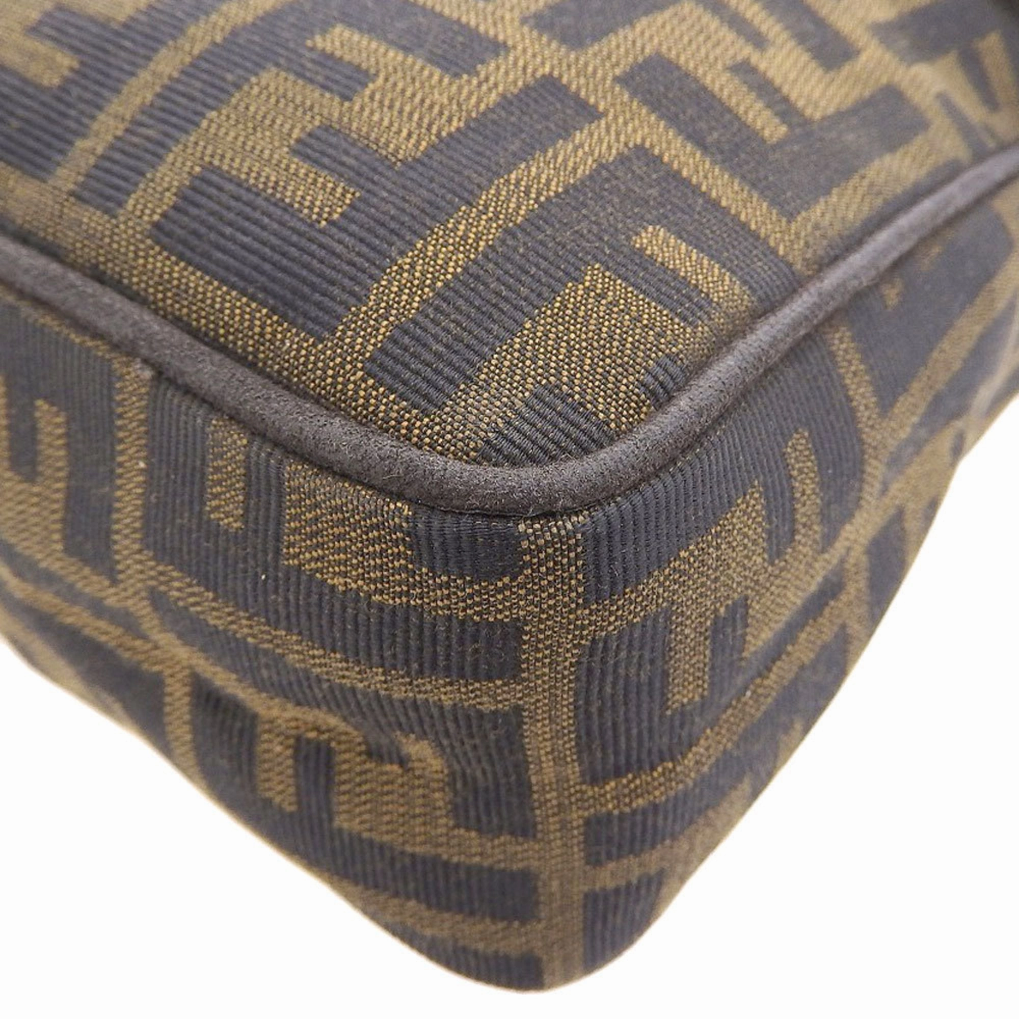 Fendi Canvas Leather Shoulder Bag (Pre-Owned)