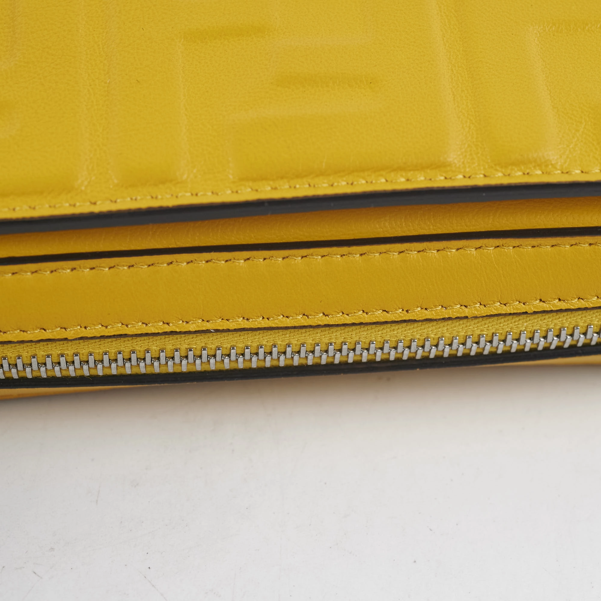 Fendi Expand Nappa FF 1974 Mini Embossed Flap Bag Yellow