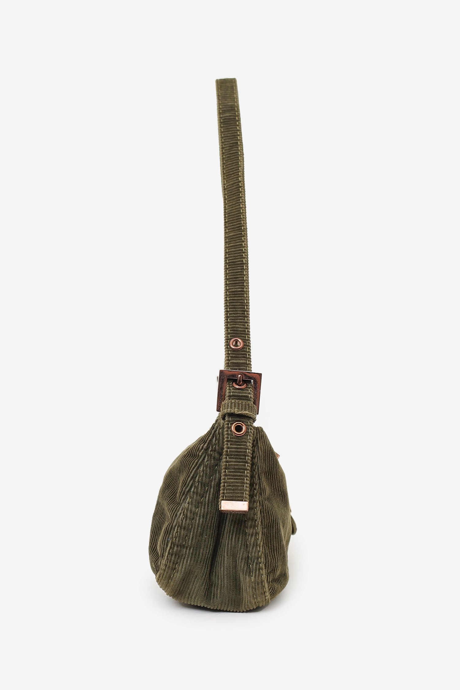Fendi Green Corduroy FF Zip Pochette