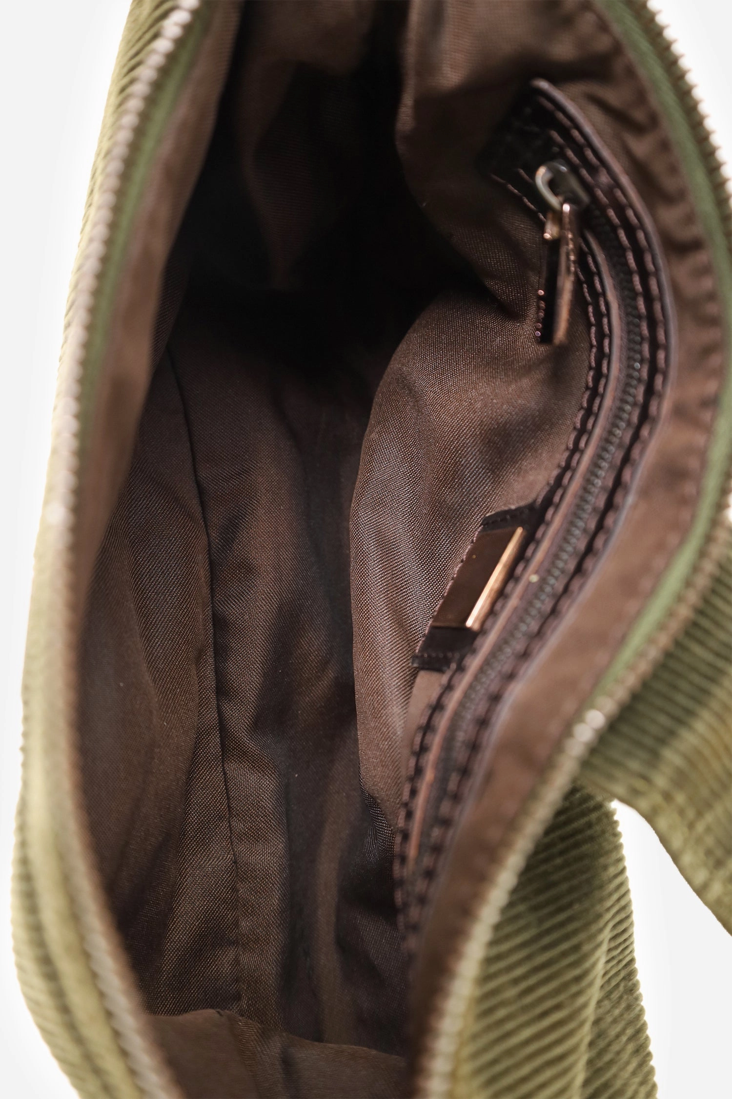 Fendi Green Corduroy FF Zip Pochette