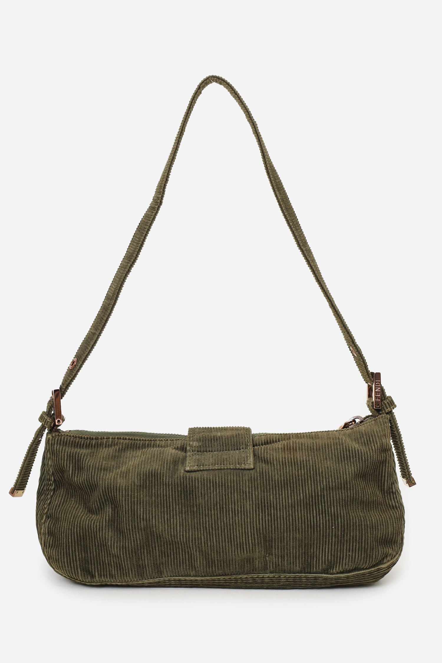 Fendi Green Corduroy FF Zip Pochette