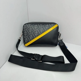 Fendi Leather Patchwork Black Camera Crossbody Bag