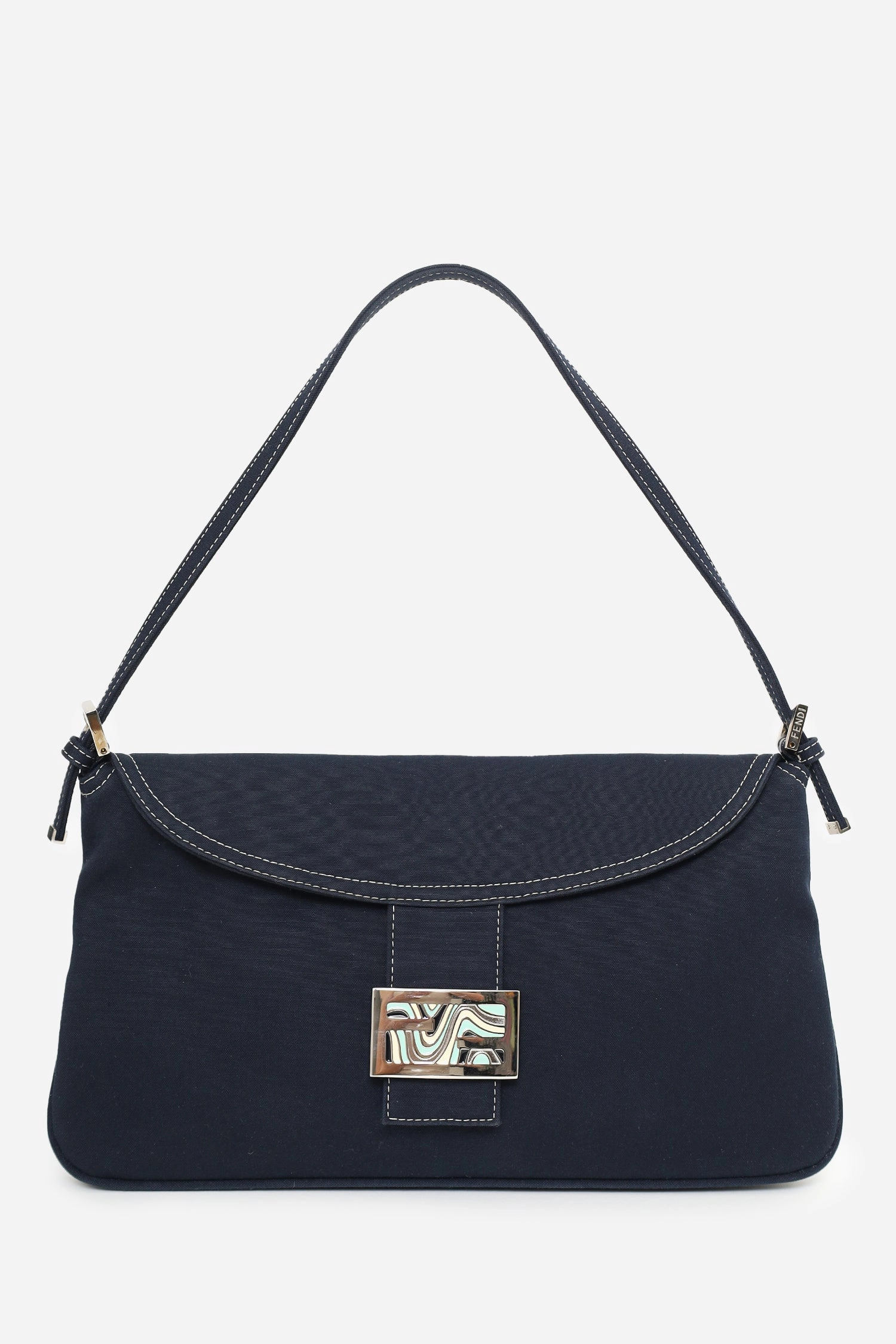 Fendi Navy Canvas Mama Baguette