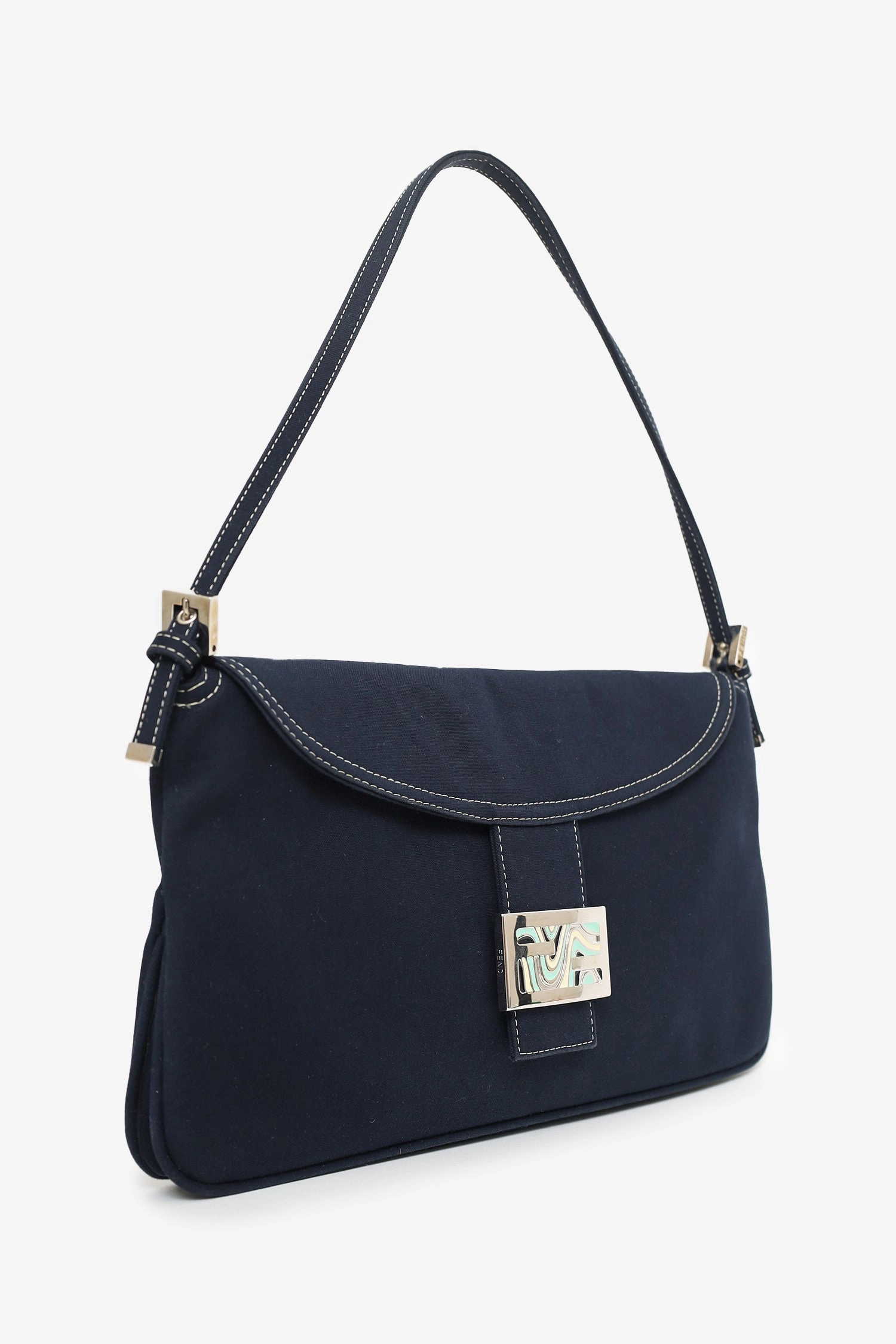 Fendi Navy Canvas Mama Baguette