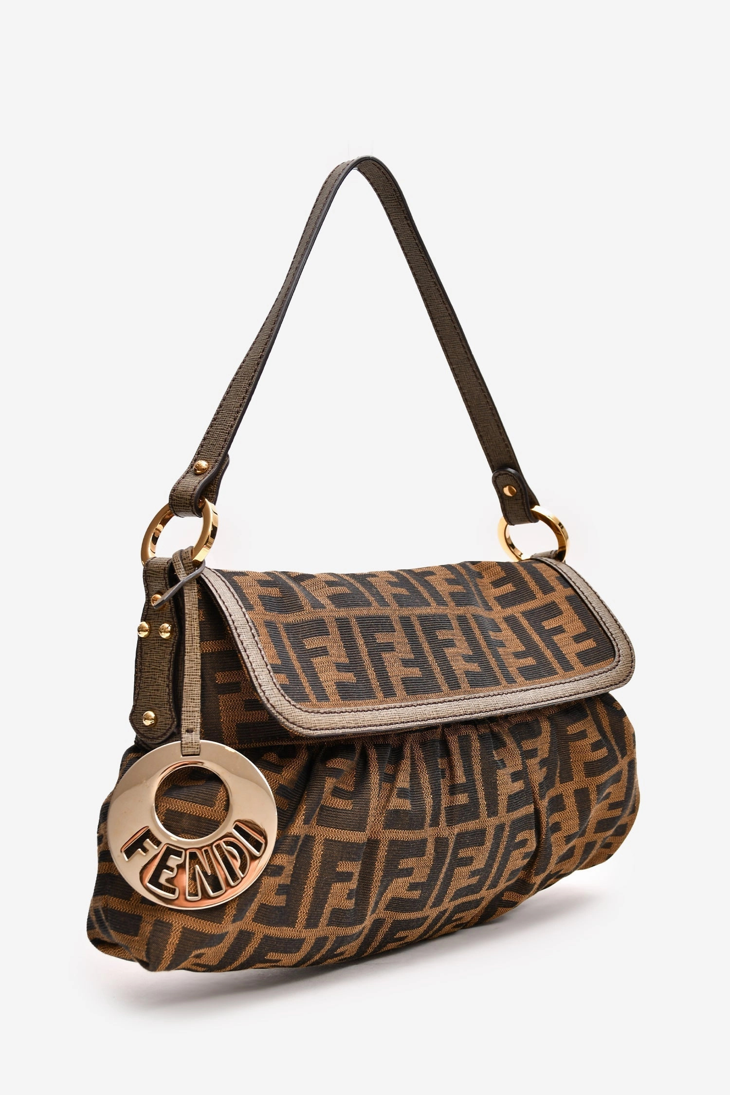 Fendi Vintage Brown Zucca Print Shoulder Bag