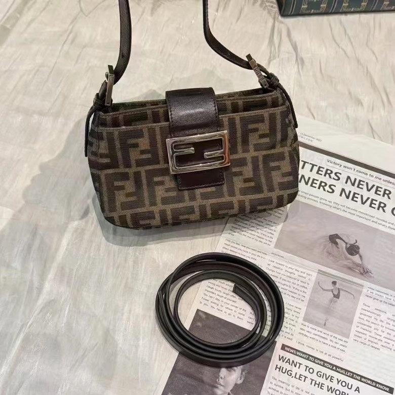 Fendi Vintage Monogram BMZ Brown Crossbody Bag