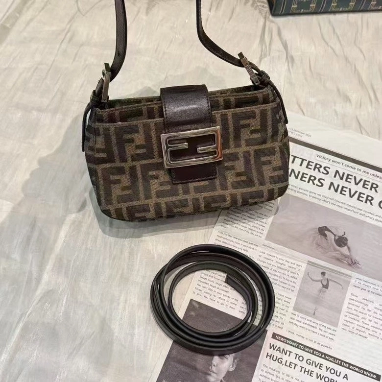 Fendi Vintage Monogram BMZ Brown Crossbody Bag