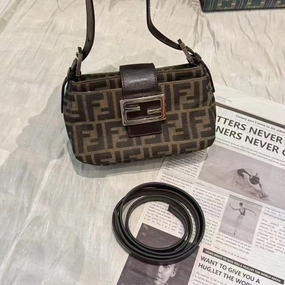 Fendi Vintage Monogram BMZ Brown Crossbody Bag