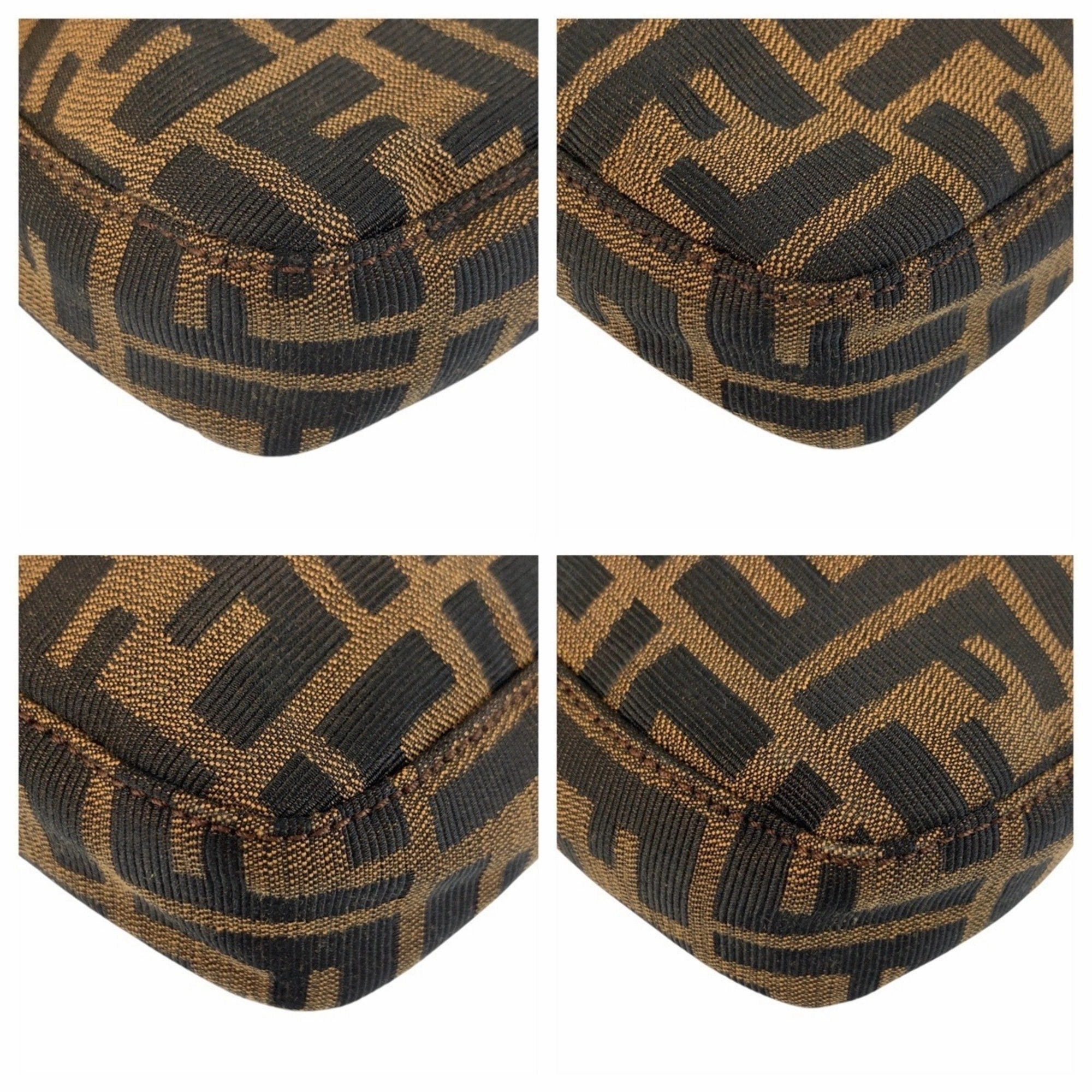 Fendi Zucca Canvas Leather Handbag Shoulder Bag (Pre-Owned)