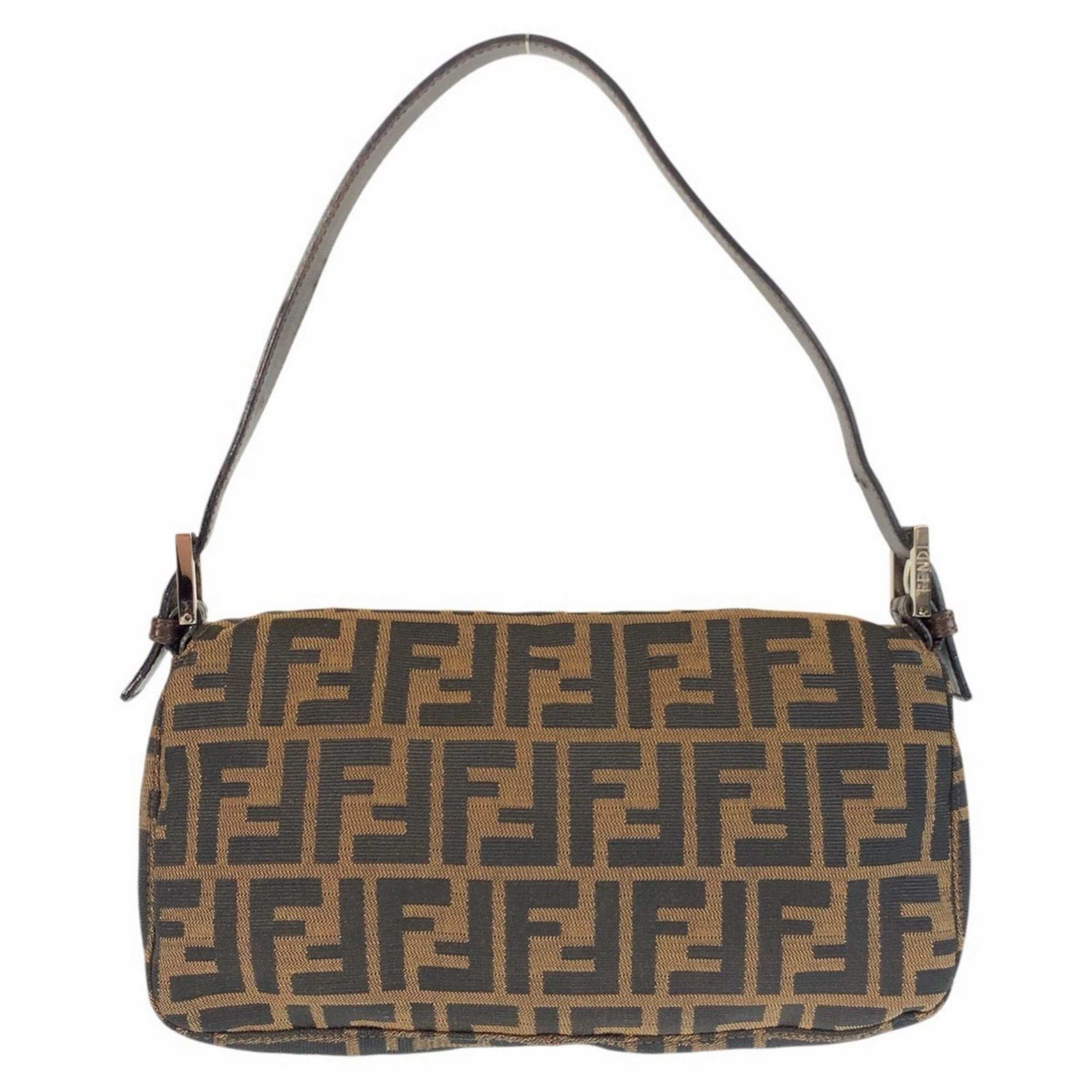 Fendi Zucca Canvas Leather Handbag Shoulder Bag (Pre-Owned)