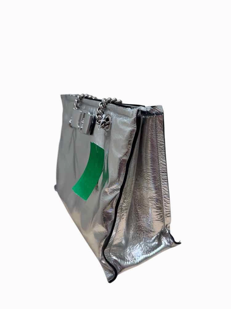 Ferragamo Viva Bow Tote Silver Handbag