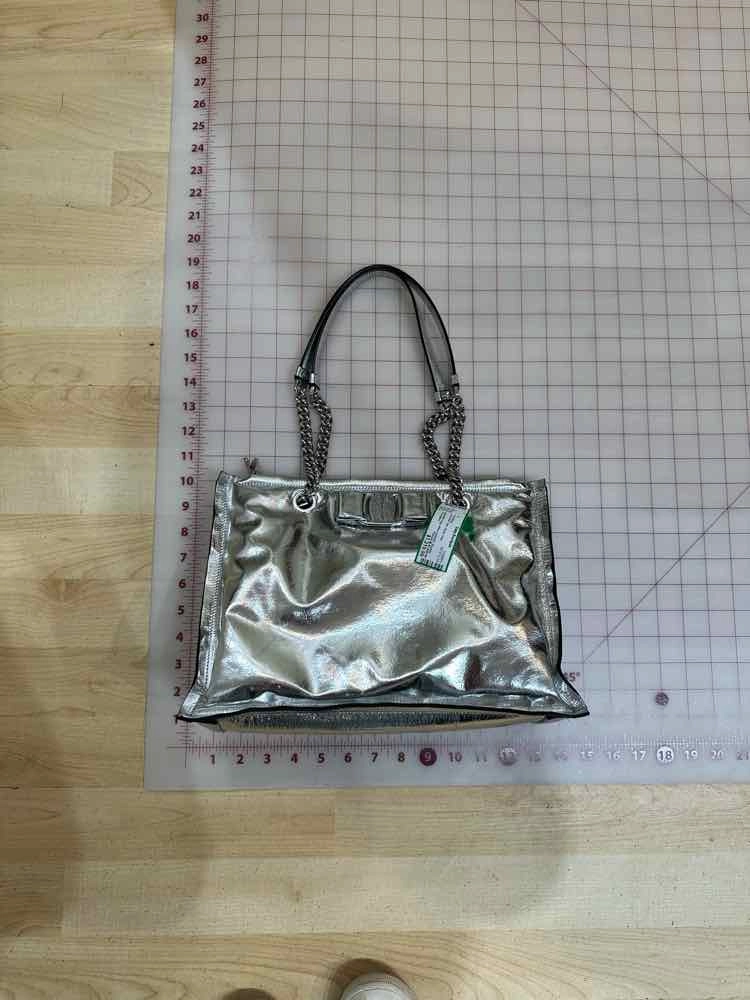 Ferragamo Viva Bow Tote Silver Handbag