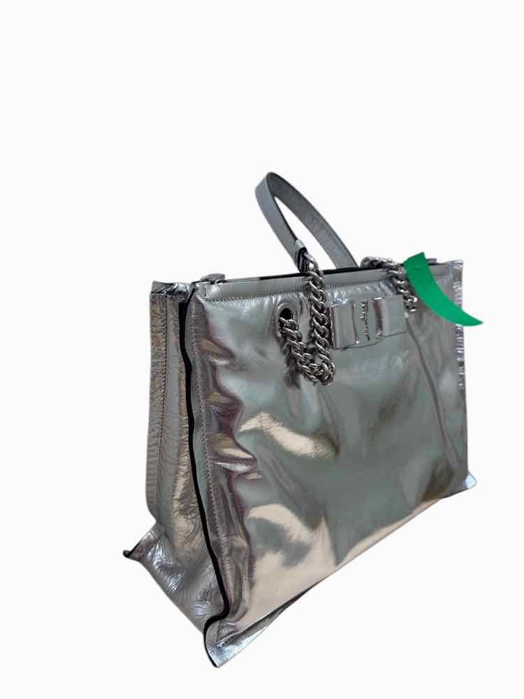 Ferragamo Viva Bow Tote Silver Handbag