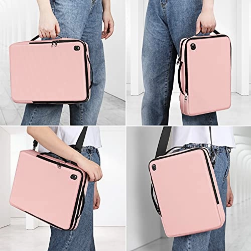 FINPAC 13-inch Laptop Shoulder Bag for 13.3'' MacBook Pro/Air, 12.9-inch iPad Pro(2018-2021), Electronics Carrying Case for Chromebook/Surface Pro/Dell/HP/Acer (Pink)