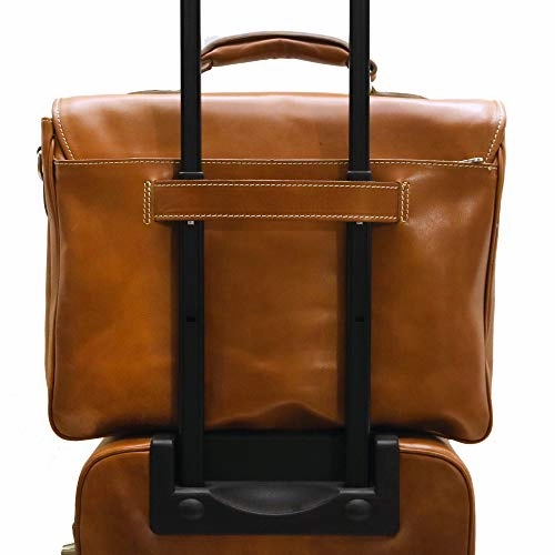 Floto Cortona Roller Buckle Briefcase Messenger Bag in Brown Tempesti Leather