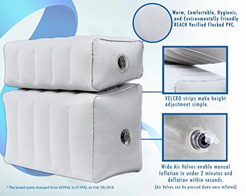 Flypal Inflatable Foot Rest for Travel, Home and Office and Blow-Up Pillow Cushion for Kids to Sleep on Long Flights, 17"x11"x17", Grey