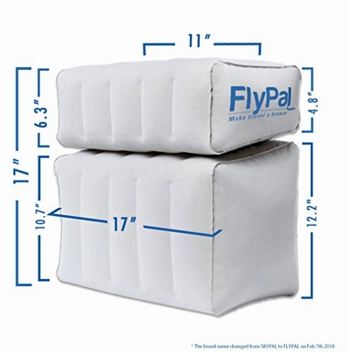 Flypal Inflatable Foot Rest for Travel, Home and Office and Blow-Up Pillow Cushion for Kids to Sleep on Long Flights, 17"x11"x17", Grey