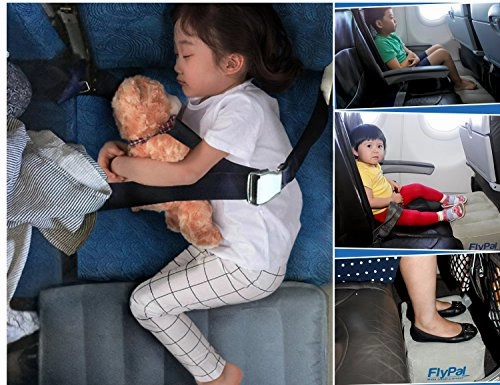 Flypal Inflatable Foot Rest for Travel, Home and Office and Blow-Up Pillow Cushion for Kids to Sleep on Long Flights, 17"x11"x17", Grey