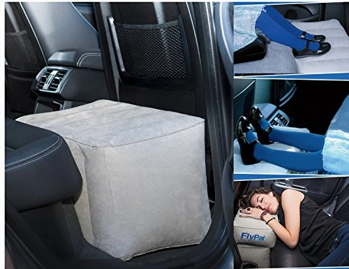 Flypal Inflatable Foot Rest for Travel, Home and Office and Blow-Up Pillow Cushion for Kids to Sleep on Long Flights, 17"x11"x17", Grey