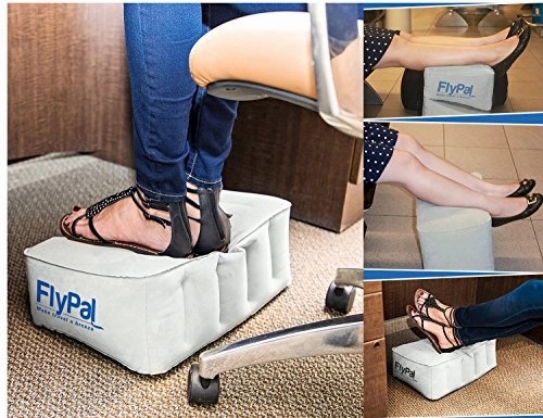 Flypal Inflatable Foot Rest for Travel, Home and Office and Blow-Up Pillow Cushion for Kids to Sleep on Long Flights, 17"x11"x17", Grey