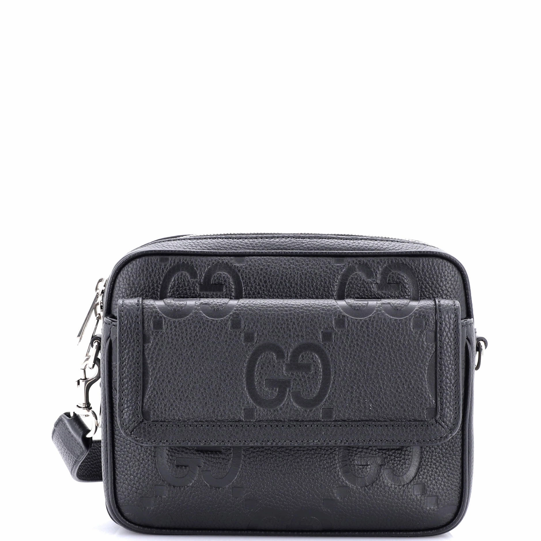Front Pocket Crossbody Messenger Jumbo GG Embossed Leather Small
