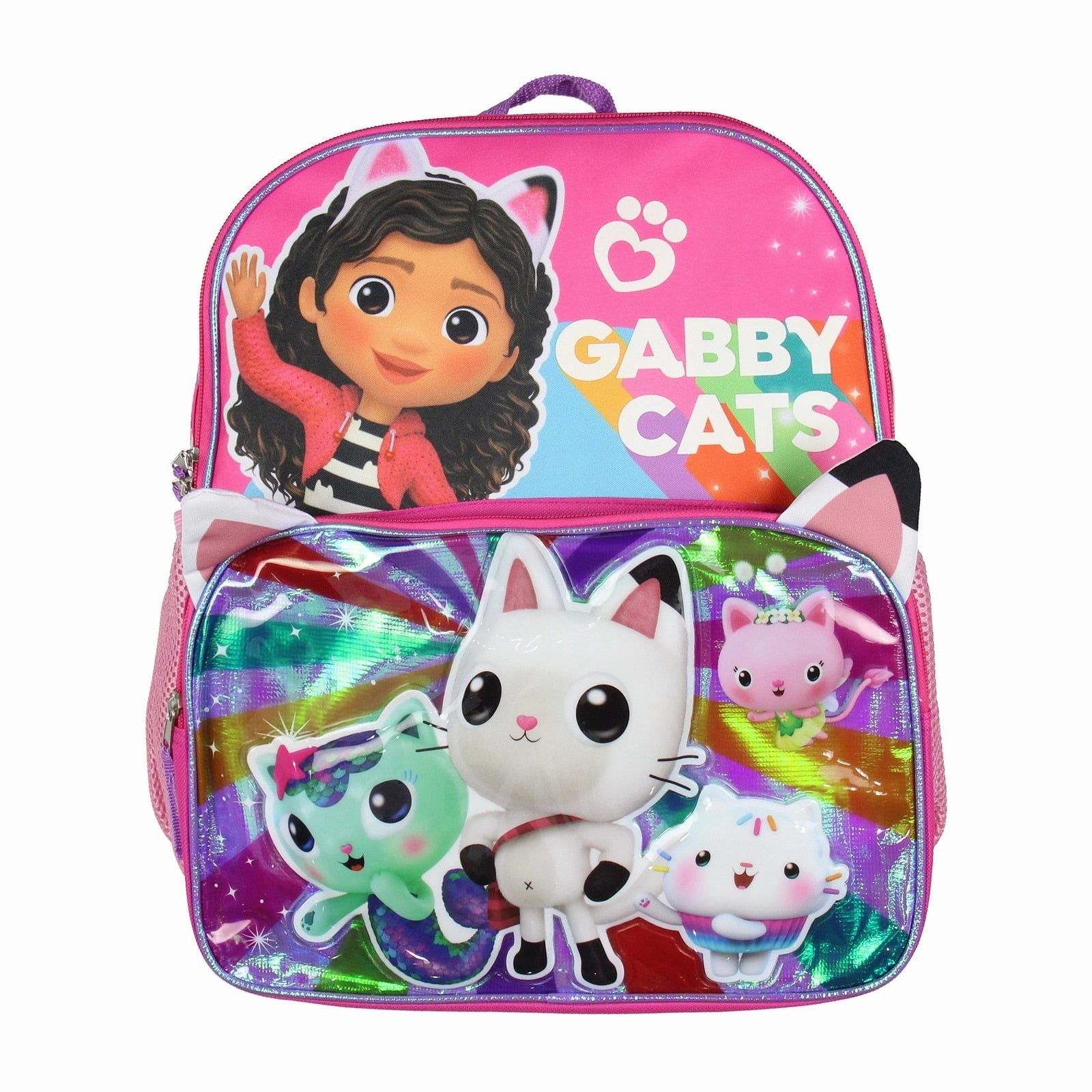 Gabby's Dollhouse Backpack Gabby Cats Friends Pandy MerCat Cakey Raised Character 14" School Backpack Bag For Kids