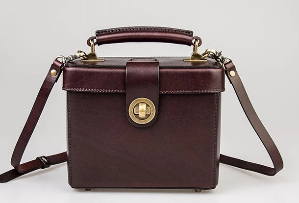 Genuine Leather Handbag Box Cabinet Crossbody Bag Shoulder Bag Purse For Women
