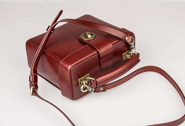 Genuine Leather Handbag Box Cabinet Crossbody Bag Shoulder Bag Purse For Women