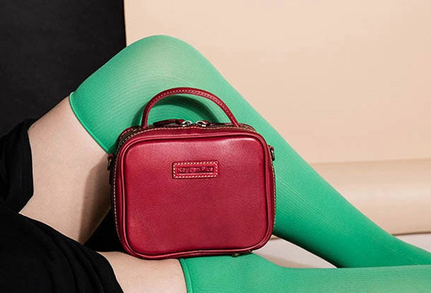 Genuine Leather Handbag Cube Box Crossbody Bag Shoulder Bag Purse For Women