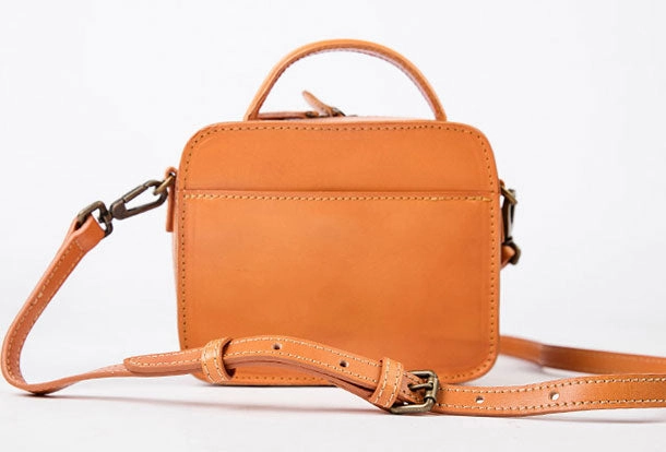 Genuine Leather Handbag Cube Box Crossbody Bag Shoulder Bag Purse For Women