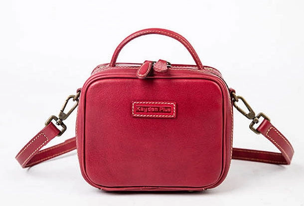 Genuine Leather Handbag Cube Box Crossbody Bag Shoulder Bag Purse For Women
