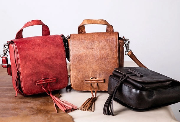 Genuine Leather Handbag Tassel Crossbody Bag Shoulder Bag Purse For Women