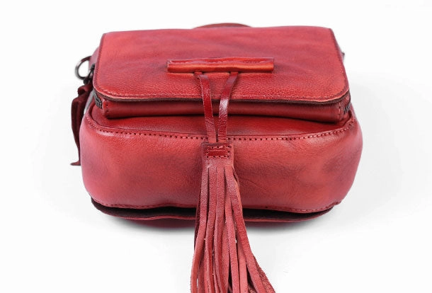 Genuine Leather Handbag Tassel Crossbody Bag Shoulder Bag Purse For Women