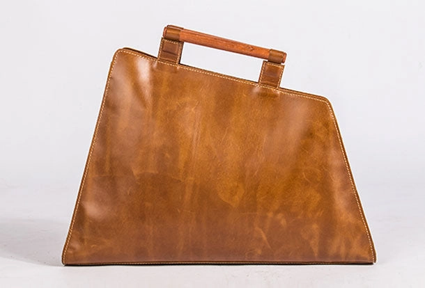Genuine Leather Handmade Wooden Handbag Bag Shoulder Bag Purse For Women