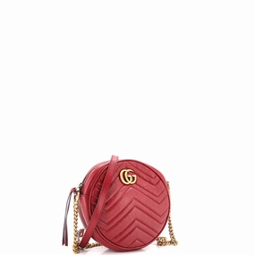 GG Marmont Round Shoulder Bag Matelasse Leather Mini