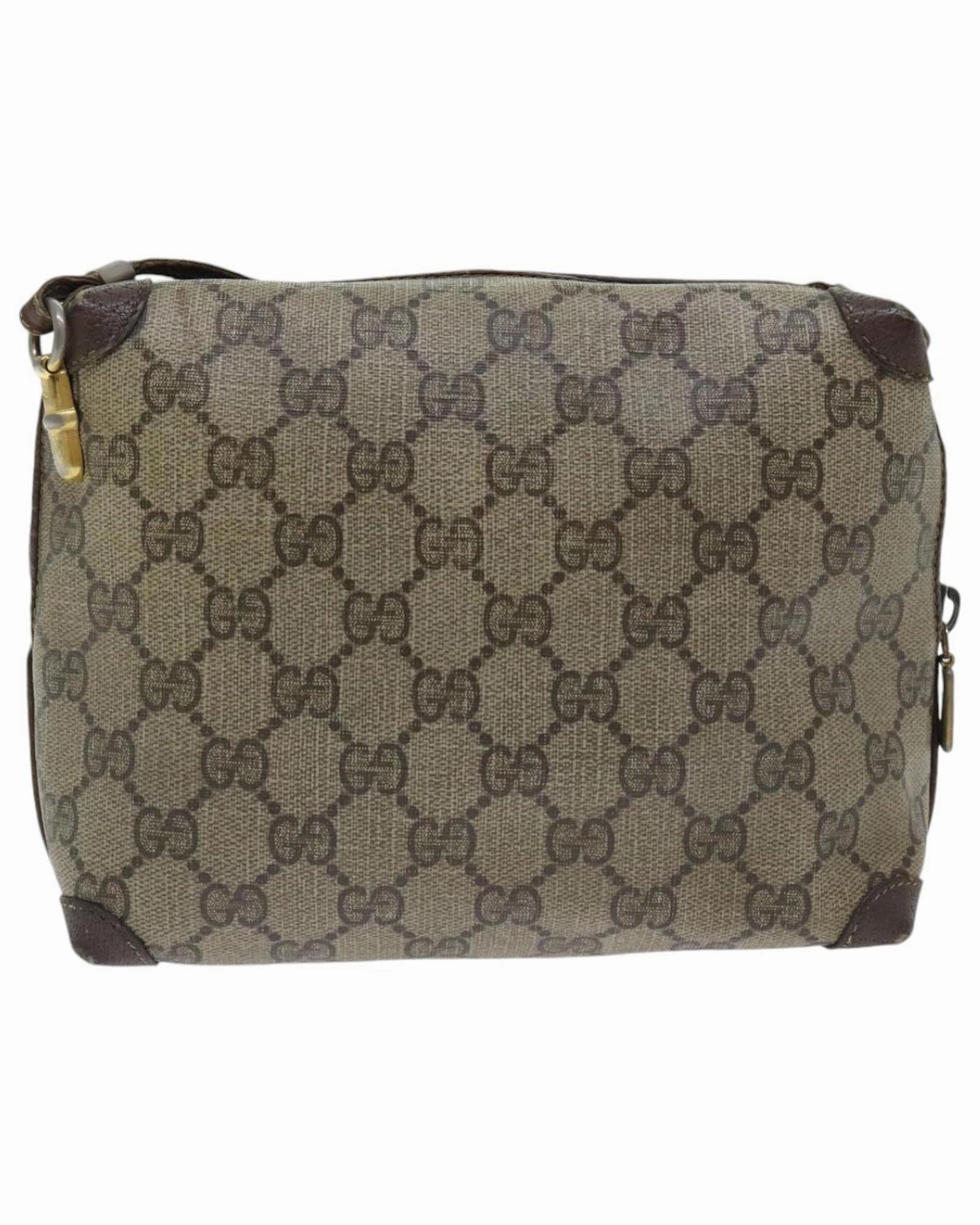 GG Supreme Web Sherry Line Shoulder Bag in PVC with Gold Details