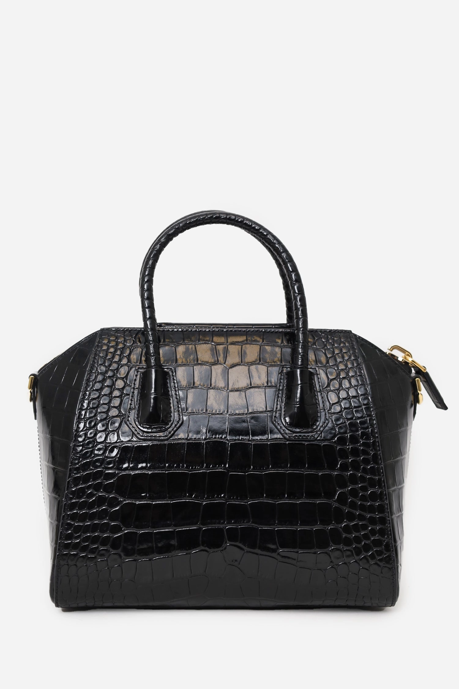 Givenchy Black Croc Embossed Small Antigona Top Handle with Strap