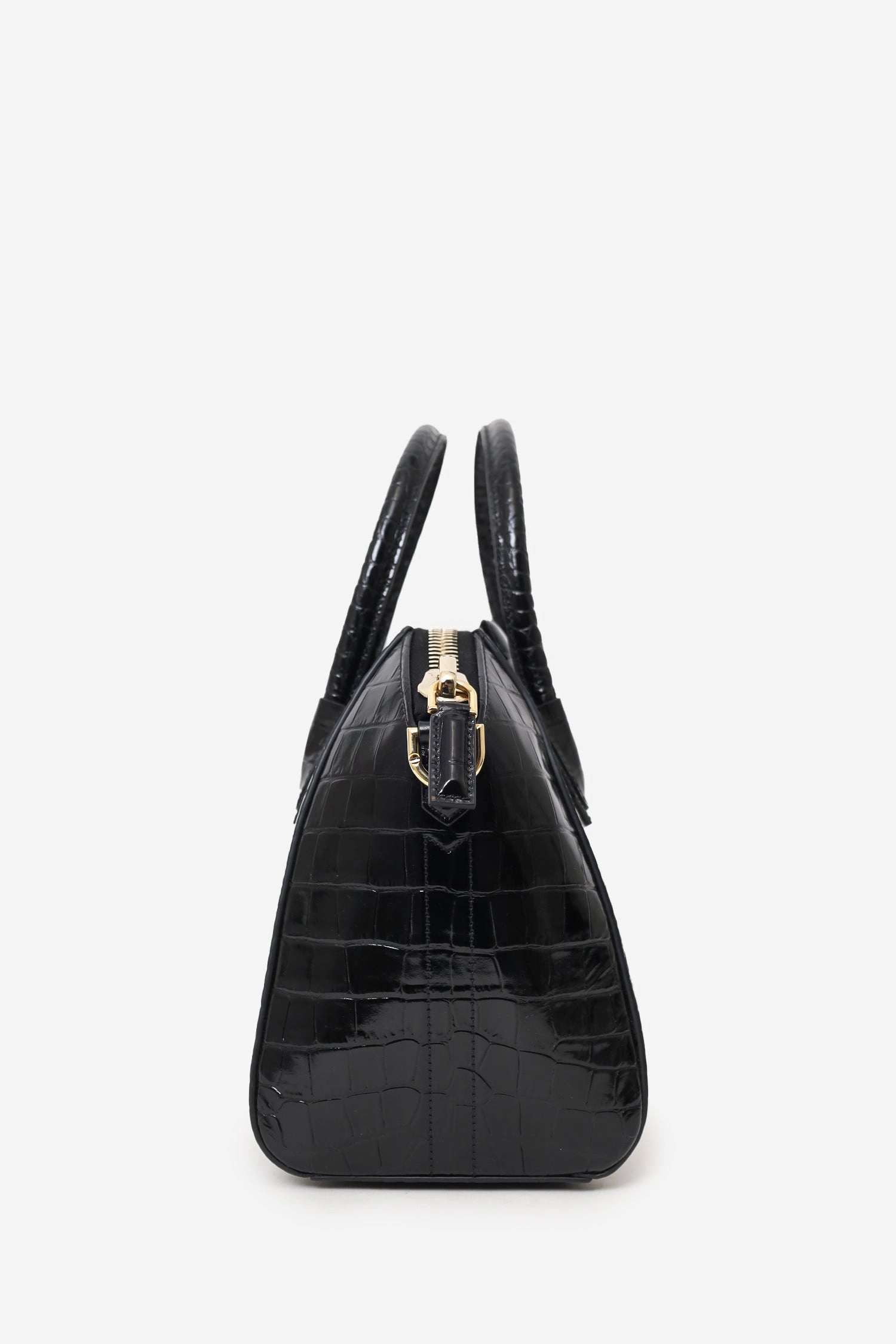 Givenchy Black Croc Embossed Small Antigona Top Handle with Strap