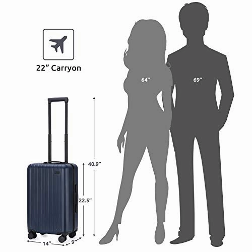 GoPenguin Luggage, Carry On Luggage with Spinner Wheels, Hardshell Suitcase for Travel with Built in TSA Lock Navy Blue