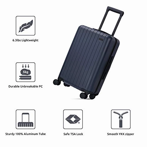 GoPenguin Luggage, Carry On Luggage with Spinner Wheels, Hardshell Suitcase for Travel with Built in TSA Lock Navy Blue