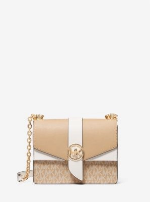 Greenwich Small Color-Block Logo and Saffiano Leather Crossbody Bag