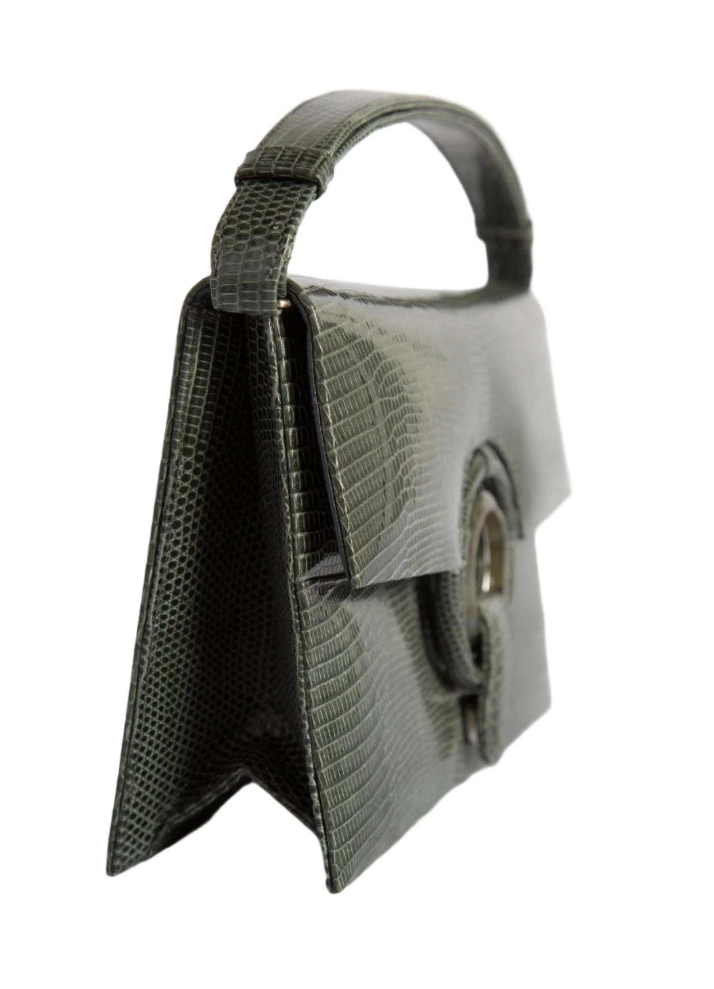 Grommet Handbag - Green Exotic Lizard