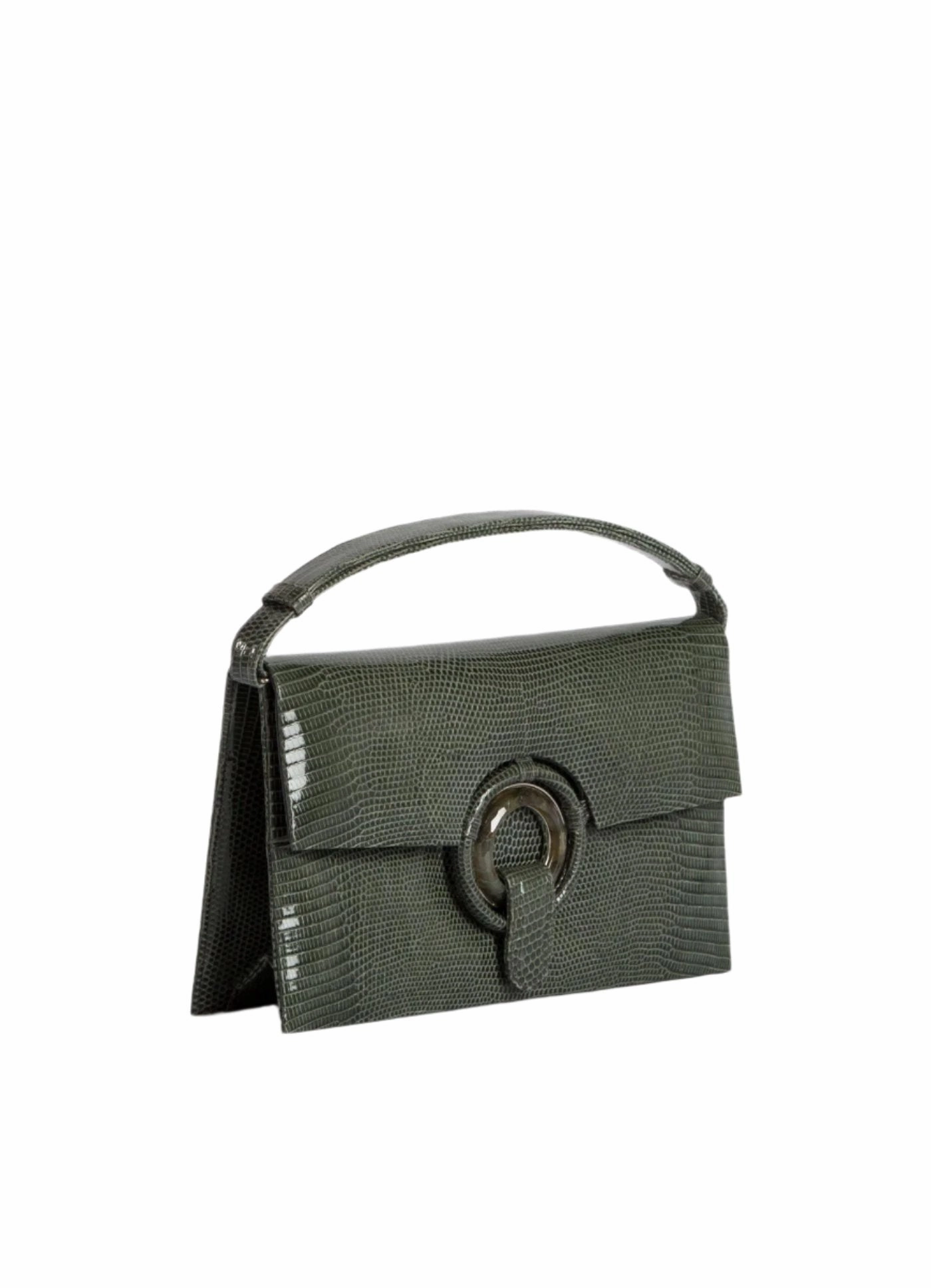 Grommet Handbag - Green Exotic Lizard