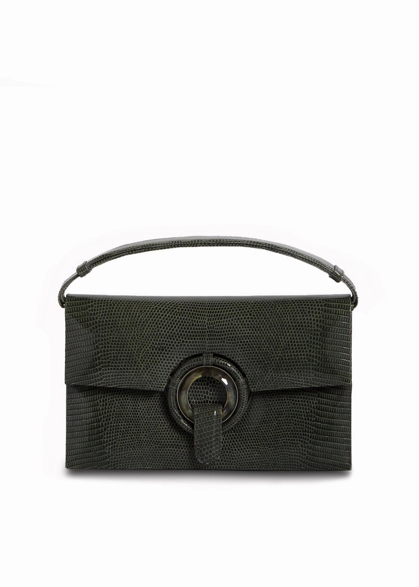 Grommet Handbag - Green Exotic Lizard