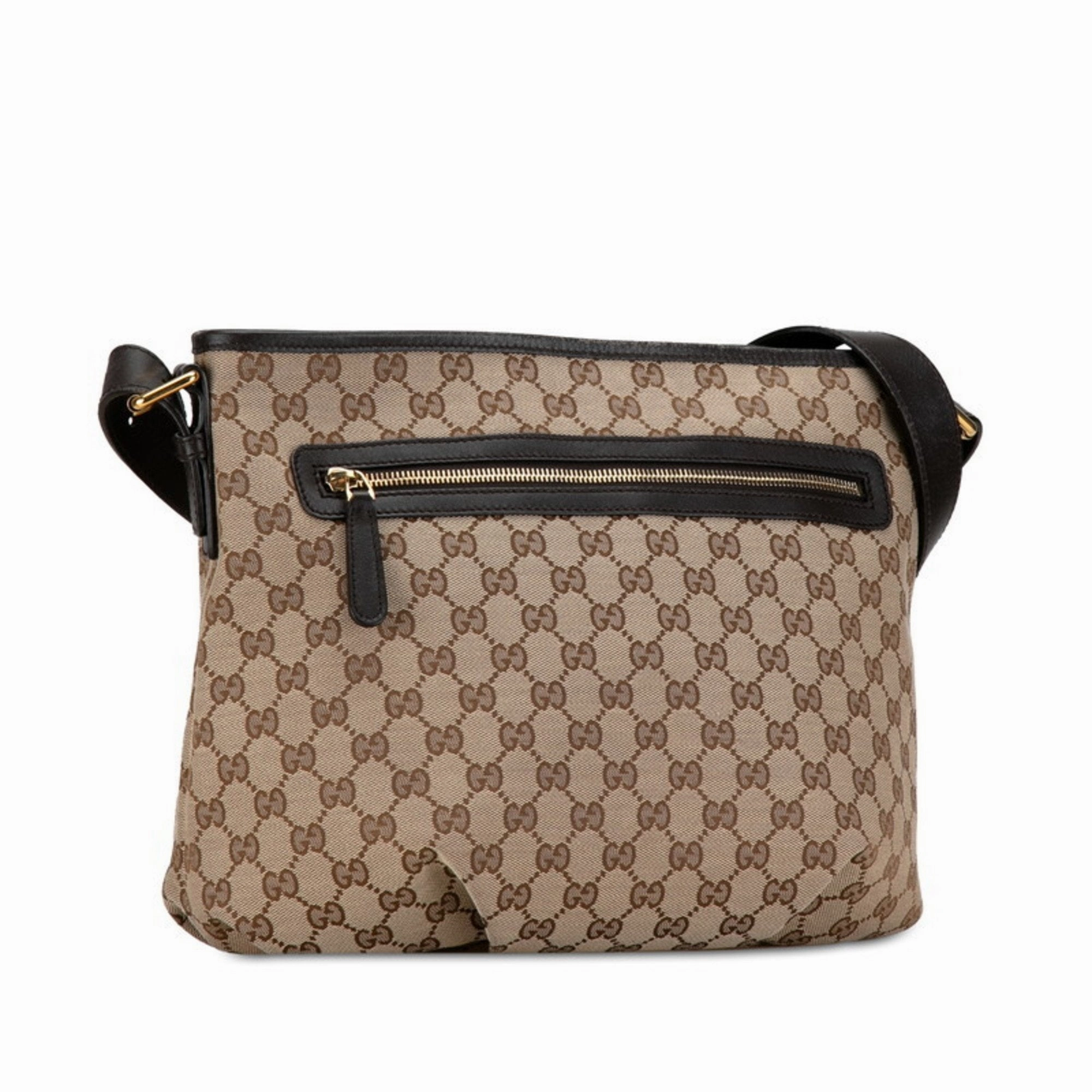 Gucci   Canvas Leather Shoulder Bag (Pre-Owned)