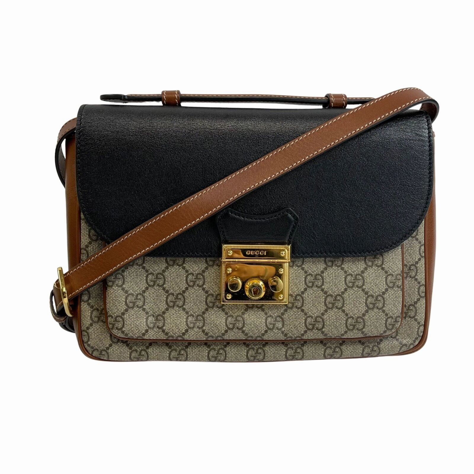 GUCCI - Padlock Mini Monogram Brown Top Handle - Crossbody / Shoulder Bag