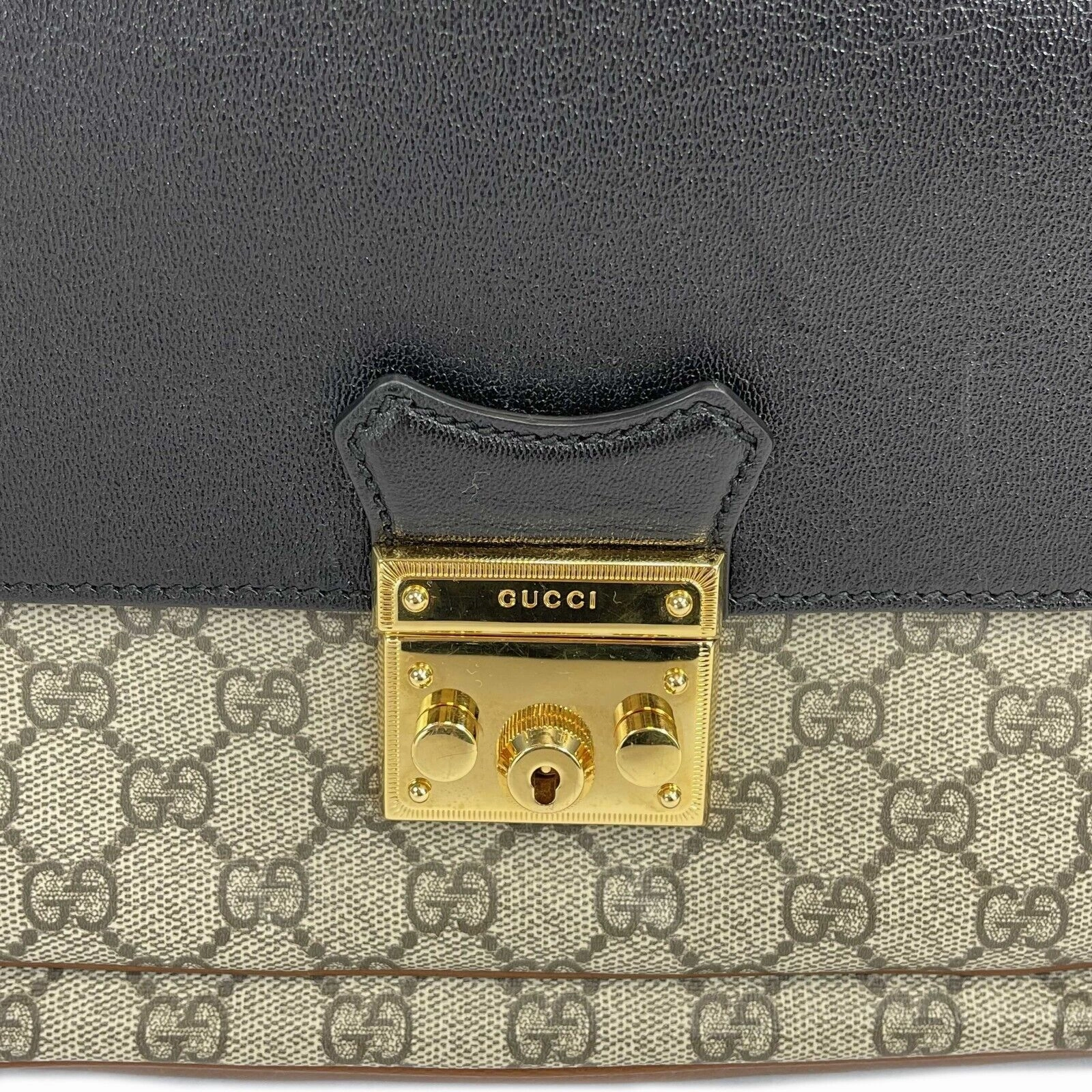 GUCCI - Padlock Mini Monogram Brown Top Handle - Crossbody / Shoulder Bag