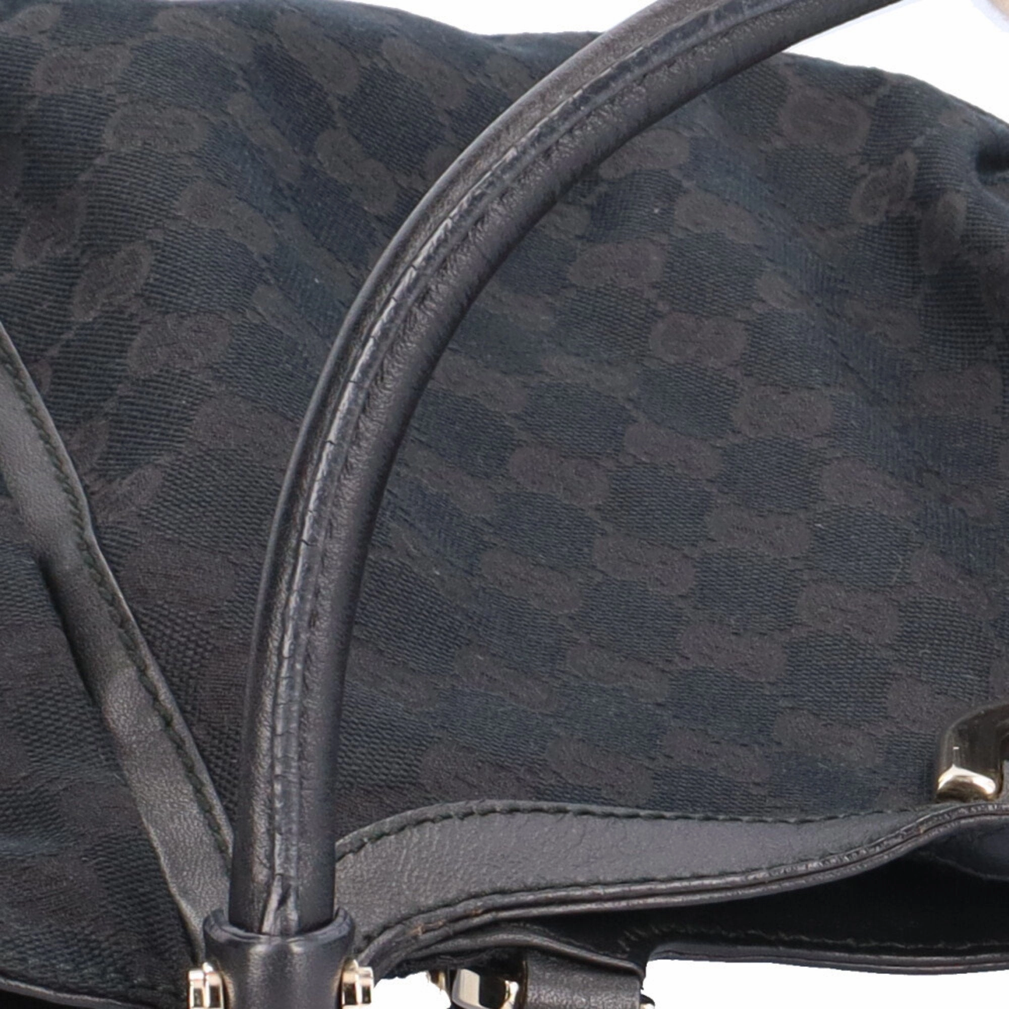 GUCCI Abbey GG Campus Shoulder Bag Canvas Black Women's